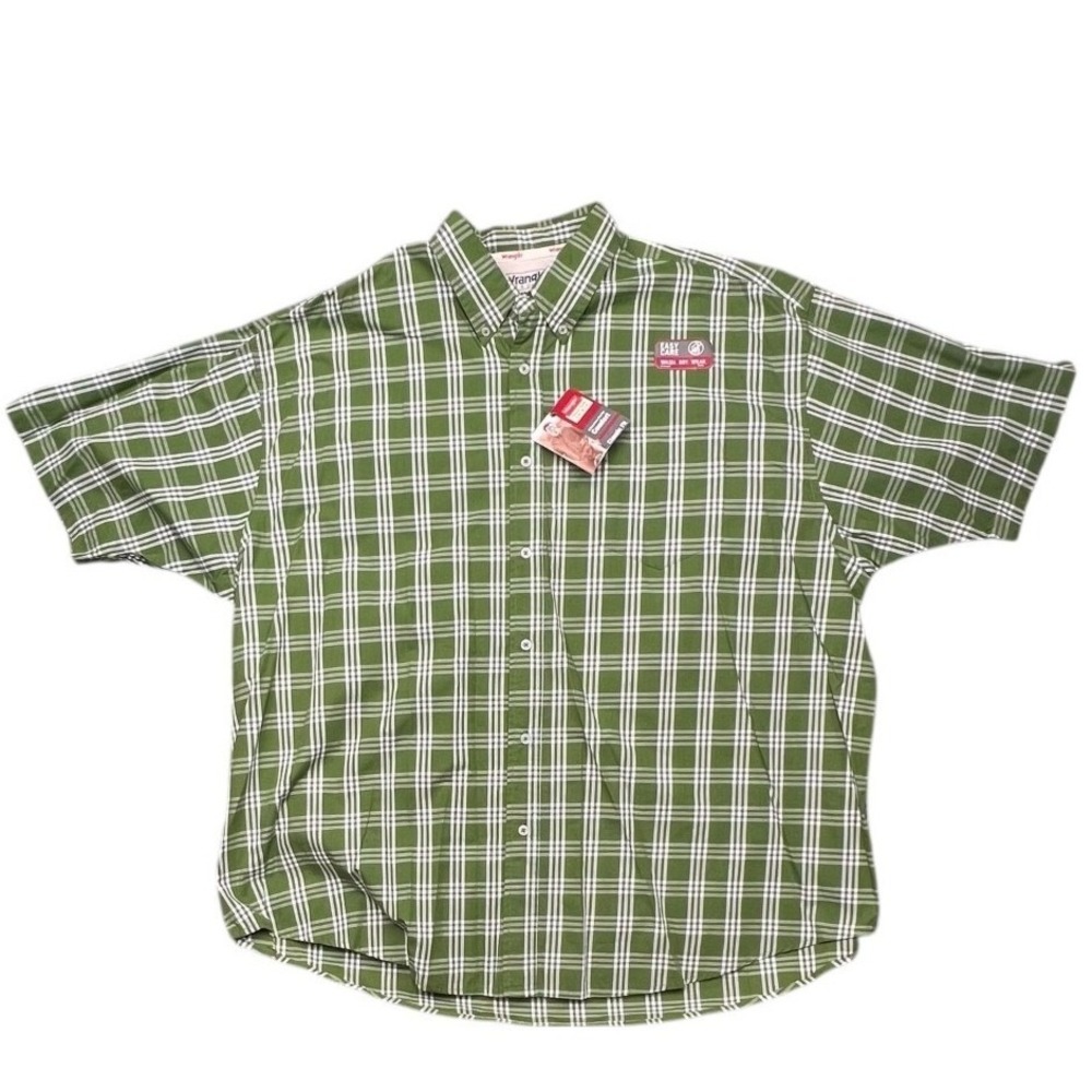 Wrangler 3X Green Plaid Hero Button Down Shirt Short Sleeve Casual Work‎ Western